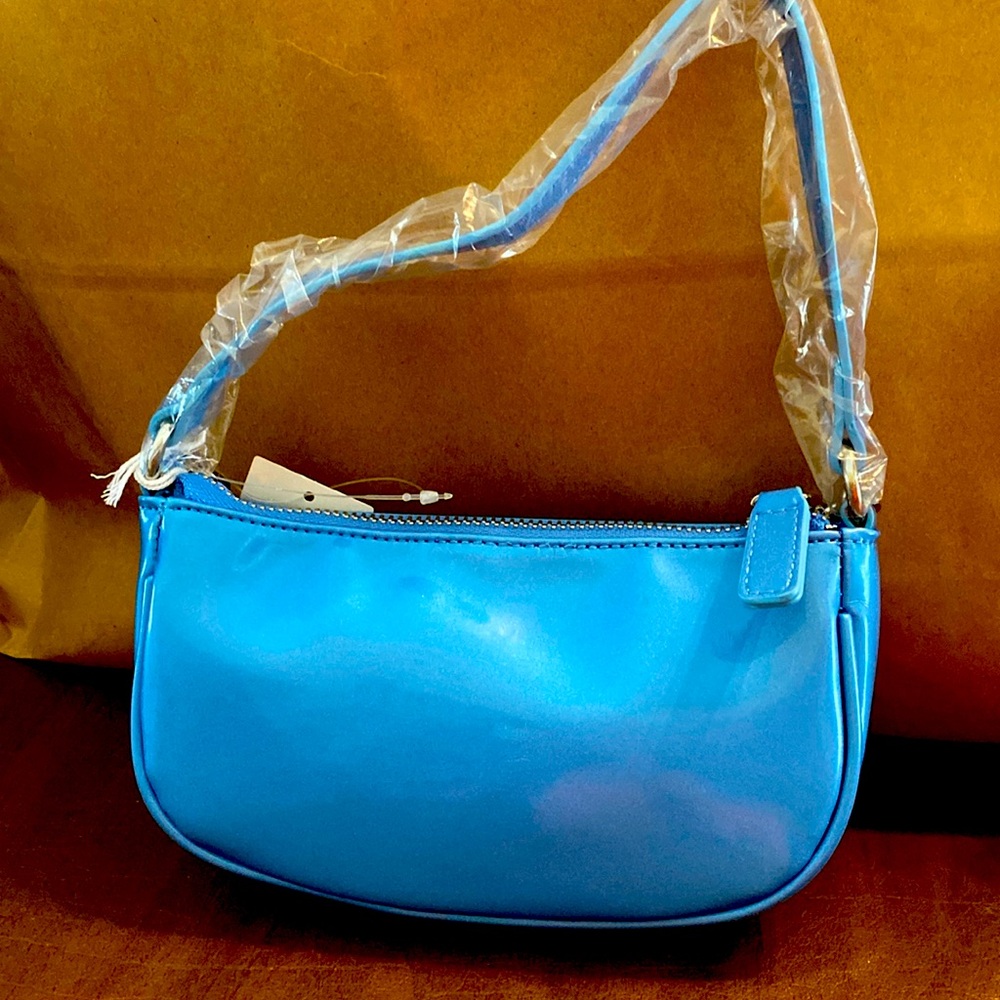 Cuir Vegan Blue Mini Clutch Bag